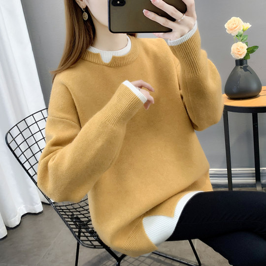 Women's loose-fitting mid-length sweater tops that cover the butt and look fashionable