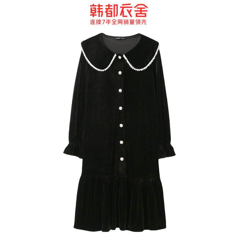 韩都衣舍2020秋季复古网红禧连衣裙 韩都衣舍秀衣莲连衣裙