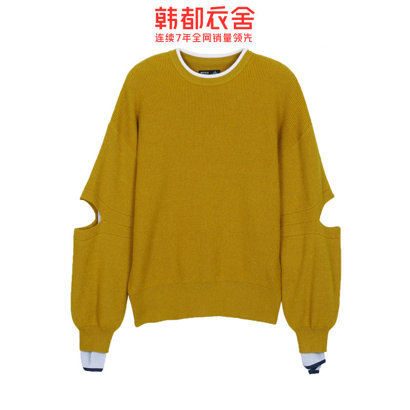 韩都衣舍2020新款宽松假两件瑭毛衣 韩都衣舍秀衣莲毛针织衫