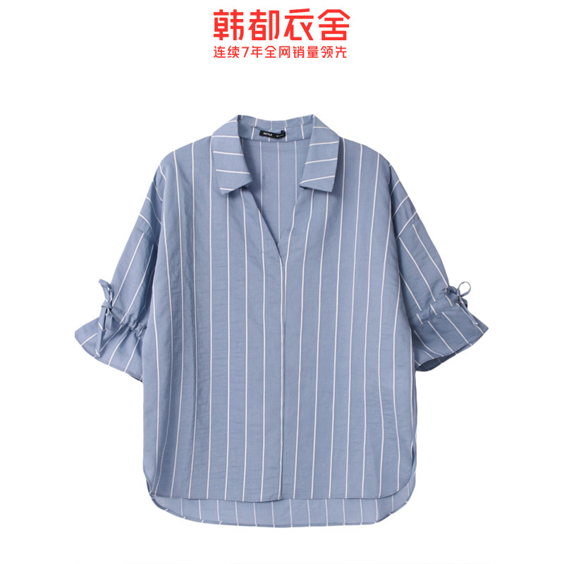 韩都衣舍2020夏装新款緈洋气潮上衣 韩都衣舍秀衣莲蕾丝衫/雪纺衫