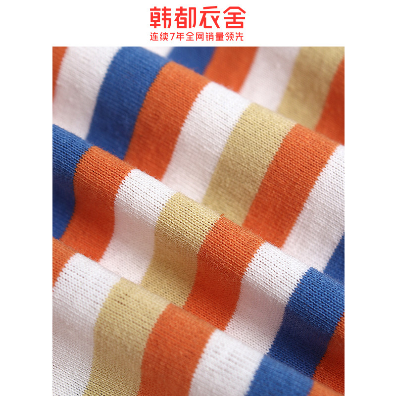 韩都衣舍2020夏新款彩虹条纹女t恤 韩都衣舍秀衣莲T恤