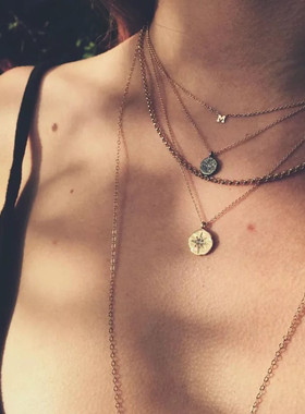 destiny北极星欧美风女圆牌项链