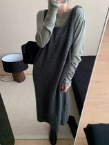 M2024 Years Early Spring New Wool Knit Vest Long Skirt Woman Autumn Winter Dress Big Code Interior Lap U Collar Sweater Dress