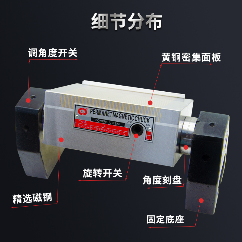 东莞sc手动角度磁台磨床回转永磁吸盘细目强力360度可倾磁铁定制