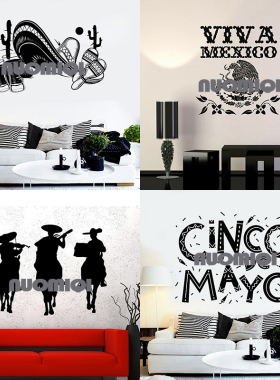 Mexico墨西哥贴画阔边帽m贴纸