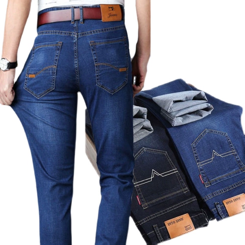 Джинсы, мужские штаны, высокая талия, свободный прямой крой