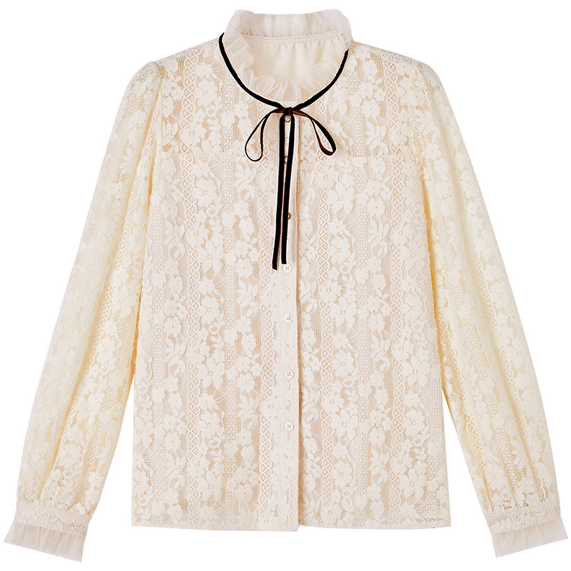 辛格茜加绒蕾丝衬衫2021冬季打底衫 singhwest辛格茜服饰旗舰蕾丝衫/雪纺衫