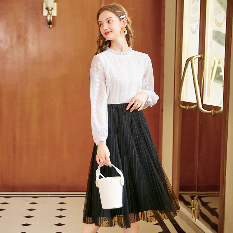 白色秋冬季2020新款长袖加绒雪纺衫 singhwest辛格茜服饰旗舰蕾丝衫/雪纺衫