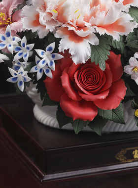 东方泥土《富贵花篮》陶瓷花篮