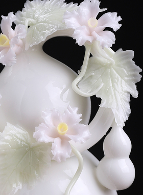 东方泥土非遗手工陶瓷花葫芦摆件