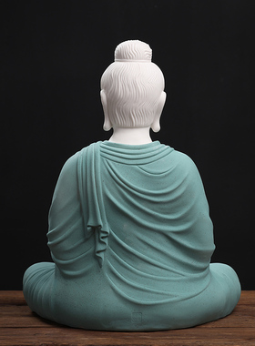 东方泥土 16吋释迦牟尼佛工艺品德化白瓷雕塑艺术客厅禅意装饰
