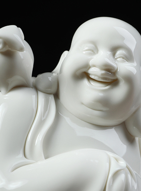 东方泥土《喜气洋洋》白瓷艺术陶瓷工艺礼品禅意装饰家居客厅摆件