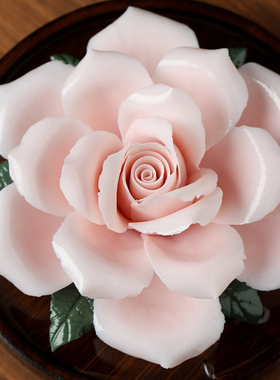 新品非遗陶瓷玫瑰花摆件t手工瓷花送女友送老婆结婚纪念三八妇女