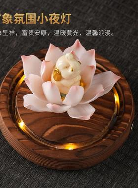 东方泥土陶瓷创意吉象夜灯摆件