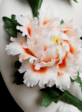 东方泥土《平安如意》陶瓷手工瓷花摆件 乔迁新居礼品搬新家