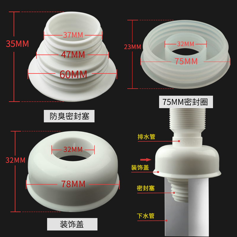 潜水艇下水管防臭密封圈面盆排水管防臭塞下水道硅胶橡胶软垫圈-图1