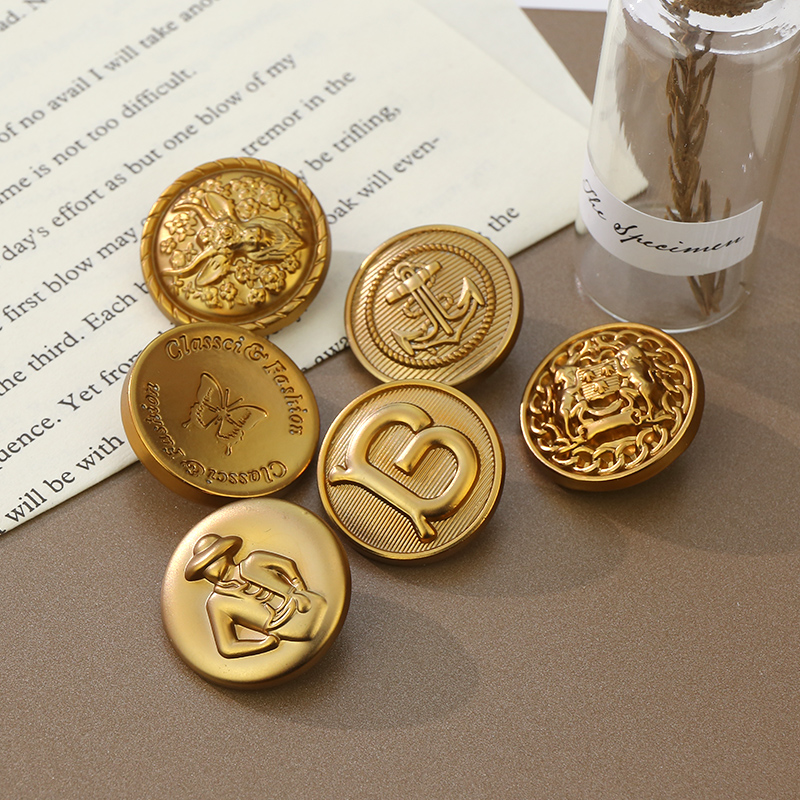 新款高档古金金属纽扣复古做旧质感百搭外套毛衣毛呢大衣衣服扣子 - 图2