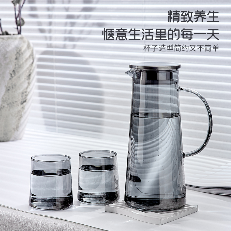 轻奢玻璃杯家用高级感耐高温水杯家庭杯子客厅泡茶杯杯具待客套装