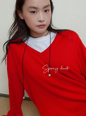 天然珍珠复古多层叠戴毛衣链红色黑色水晶长项链手工设计师颈链