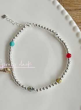 银色沙滩海螺串珠手链小众