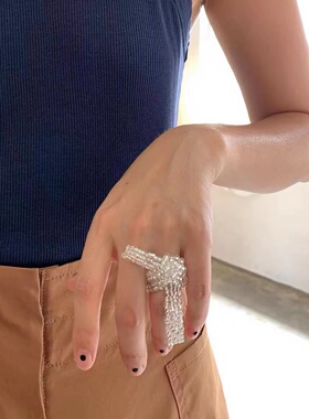 米珠手工串珠打结戒指