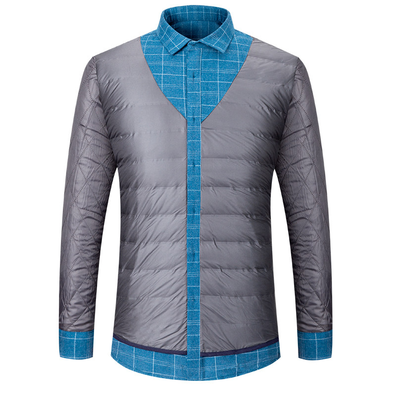 北极绒羽绒长袖加绒加厚中年衬衫 北极绒早稻田衬衫