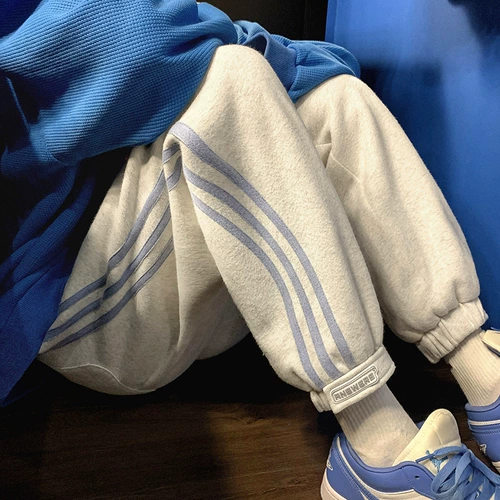 Tide, трендовые повседневные брюки на липучке, демисезонные штаны, оверсайз, в корейском стиле