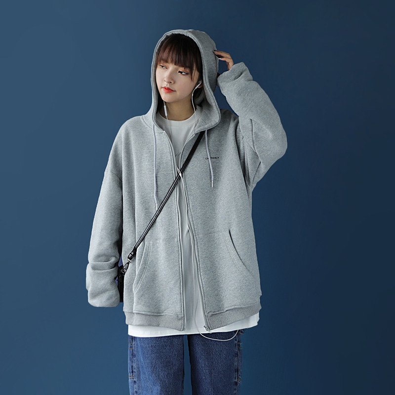 港风加绒加厚休闲开衫潮男士卫衣 行更远卫衣