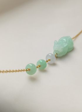 貔貅手链天然A货绿色玉石女饰品