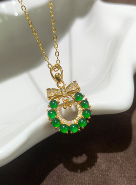 s925银镶嵌天然翡翠在逃公主吊坠