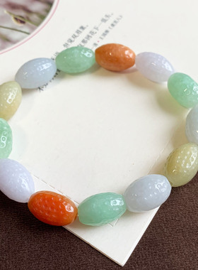 天然缅甸翡翠A货三彩手串