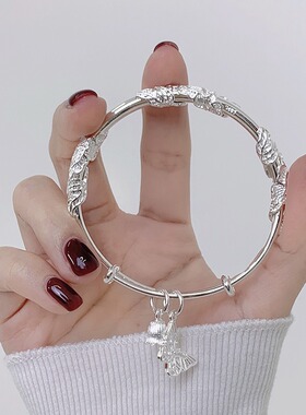 9999纯银手镯铃兰花繁花似锦镯子