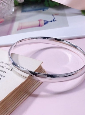 9999纯银手镯女友光面闭口素圈