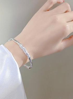 足银9999繁花似锦纯银手镯闭口银