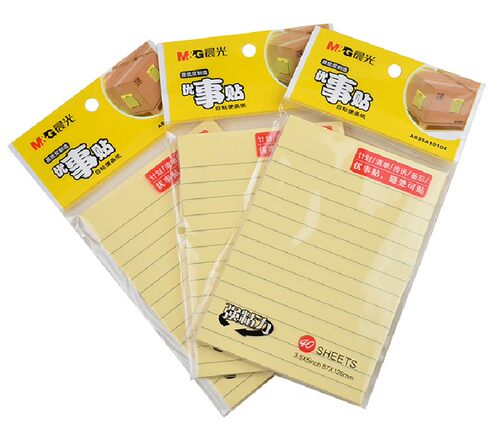 晨光文具 横线条自粘便条纸 便签纸 便利贴小本子 即时贴87X126 告示  大号黄色便签本 横线贴纸 A6横线本 - 图3