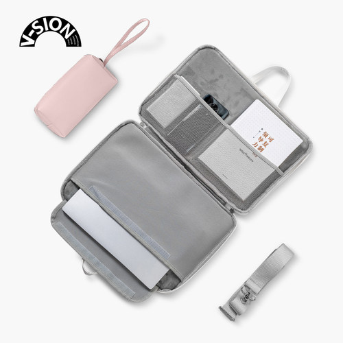 V-SION可爱猫咪笔记本电脑包手提适用苹果macbook15点6寸小新air13.3华为matebook联想女14内胆包pro保护套 - 图2