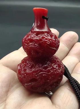 龙涎香高级雕刻精致盘龙葫芦手把件车饰持久留香树脂装饰挂件