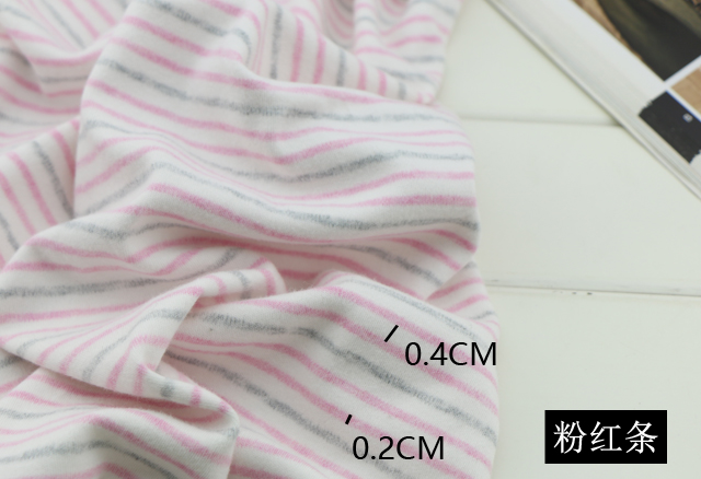 宝宝贴身纯棉布料 A类色织磨毛绒条纹服装面料 天然成份透气舒适