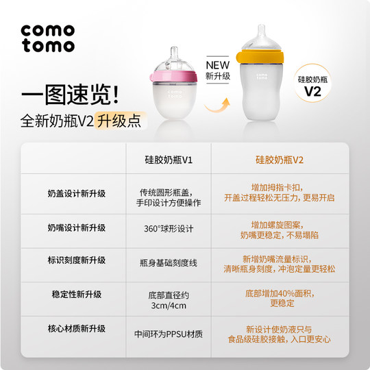 COMOTOMO silicone baby bottle 2nd generation anti-colic NEW