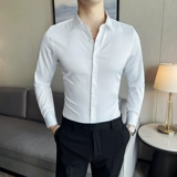 Рубашка, черный летний пиджак классического кроя, облегающий крой