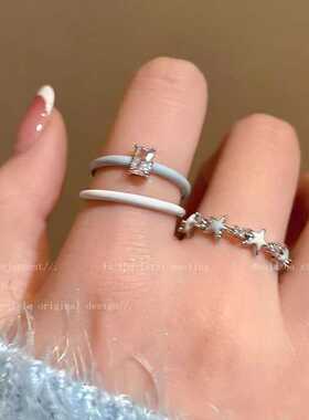 开口个性套装滴釉锆石食指戒网红