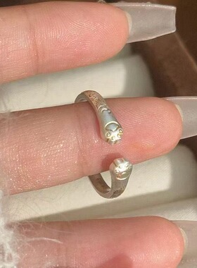 猫爪吉言戒指女小众设计高级感气质可调节指环时尚个性轻奢尾戒