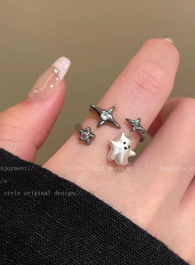 小鬼幽灵戒指女ins小众独特设计搞怪食指戒高级感开口可调节指环