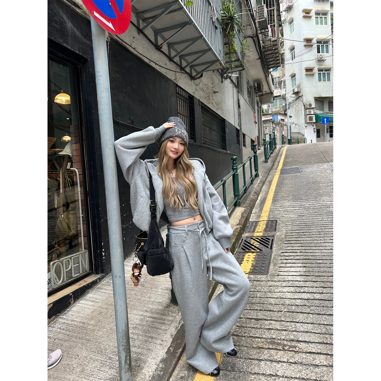 Xinlei Lin 慢调生活 复合仿华绵褶皱宽松卫衣套装外套裤子,淘宝优惠券,粉丝福利购,淘宝优惠卷