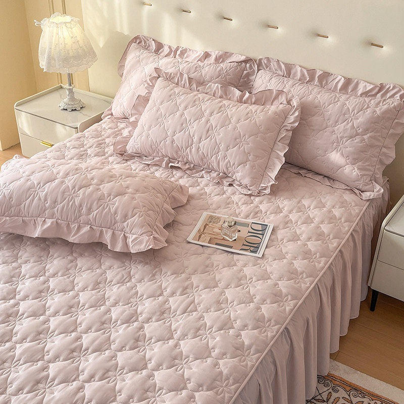 梓萌新款纯色夹棉床裙四季通用床围裙罩床罩单件款防滑床单带裙边,淘宝优惠券,粉丝福利购,淘宝优惠卷