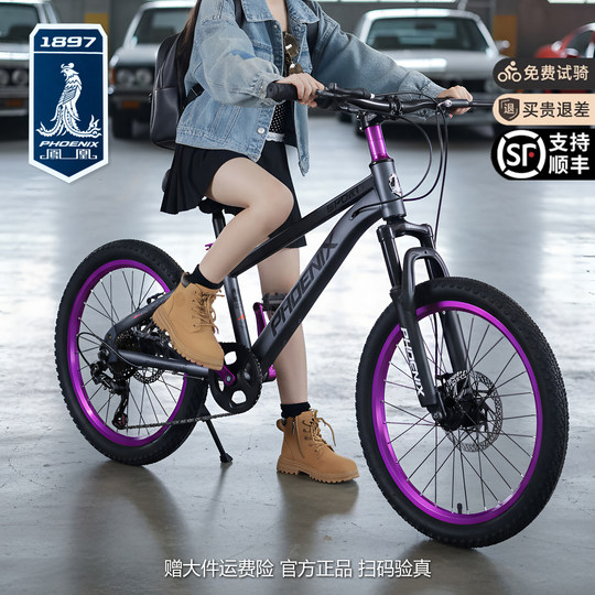 凤凰儿童车自行车10到15岁女孩青少年中大童男孩山地变速学生单车