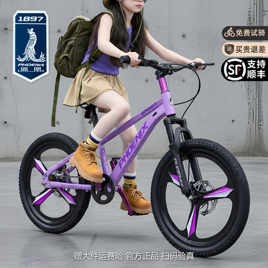 凤凰儿童车自行车10到15岁女孩青少年中大童男孩山地变速学生单车