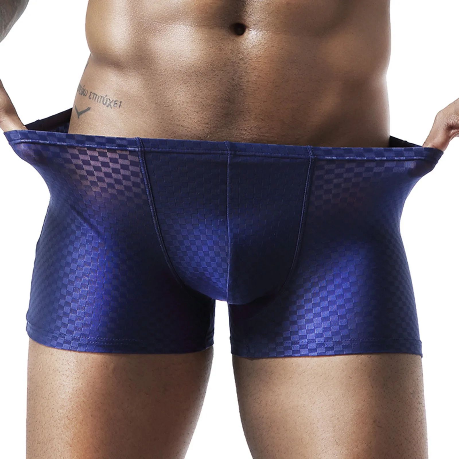 New In Mens Sexy Summer Thin Transparent Ice Silk Boxers Bre - 图1