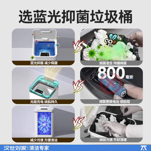 汉世刘家智能垃圾桶带盖感应式家用客厅电动自动厕所卫生间卫生桶 - 图1