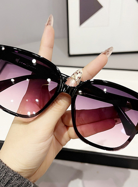 黑色大框太阳镜女高级感防紫外线复古墨镜大脸显瘦网红同款新款潮